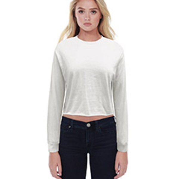 Ladies' Long-Sleeve Crop Boyfriend T-Shirt Thumbnail